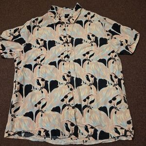 Neff Pink Flamingo Wearing Glasses Button Up Shirt Mens Size Medium